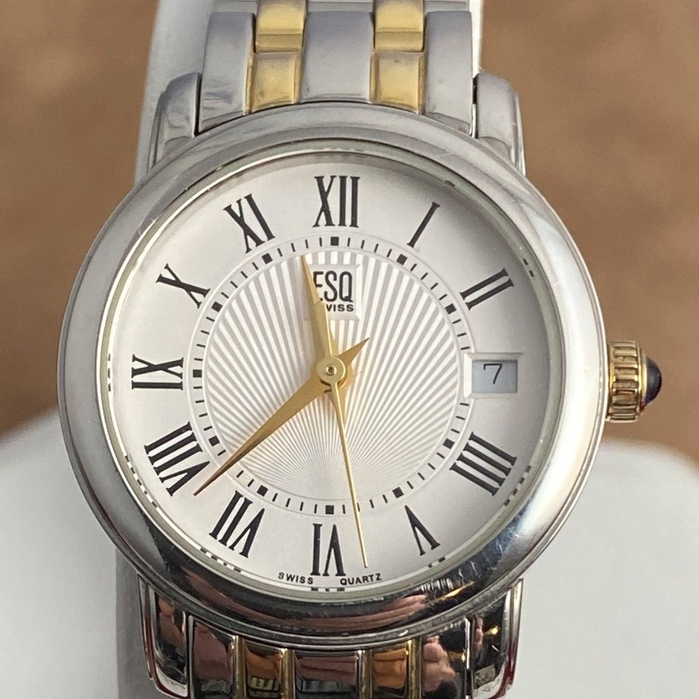 Vintage Esquire Swiss Watch Two Tone Watch